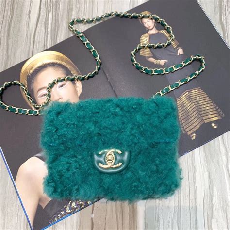 chanel fur green bag|Chanel bag catalogue.